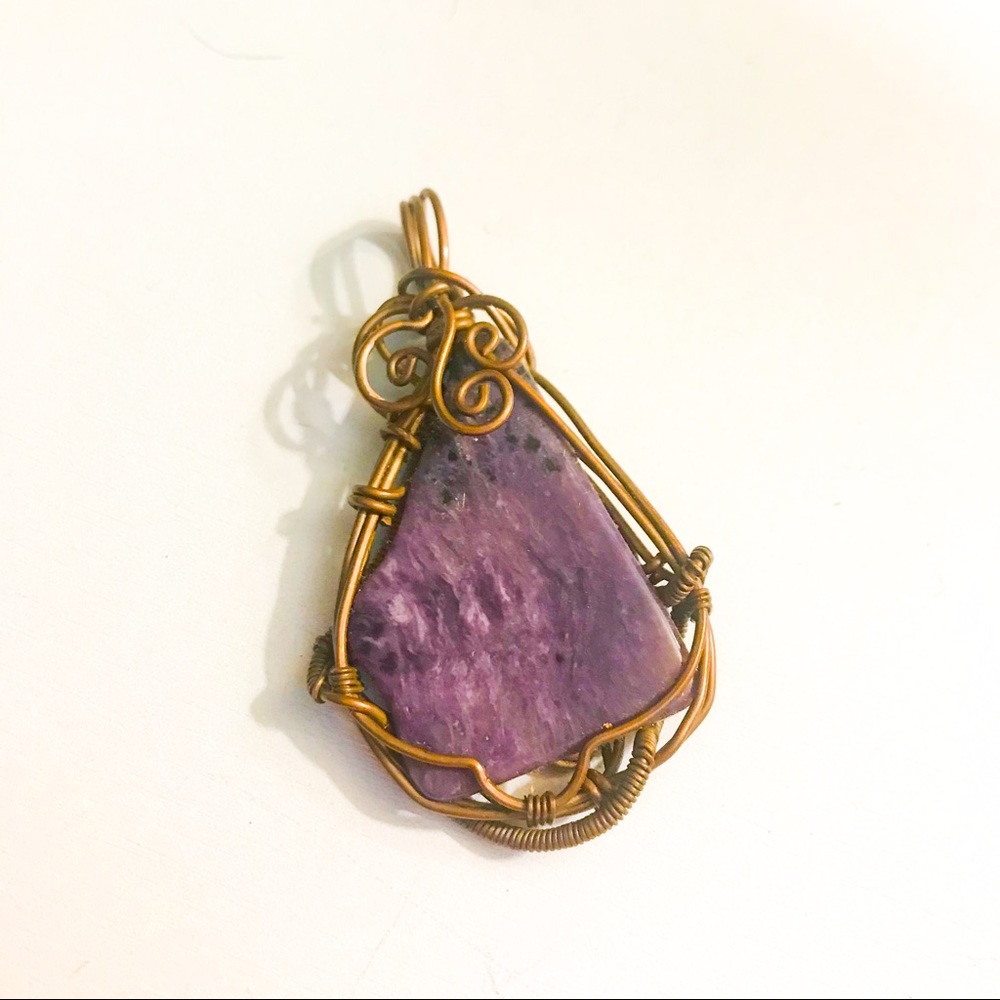 Purple stone wrap pendant